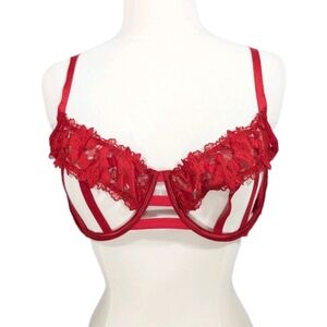 Victoria's Secret Very Sexy Cage Bra 38D Plus size Women New open cup Red VS